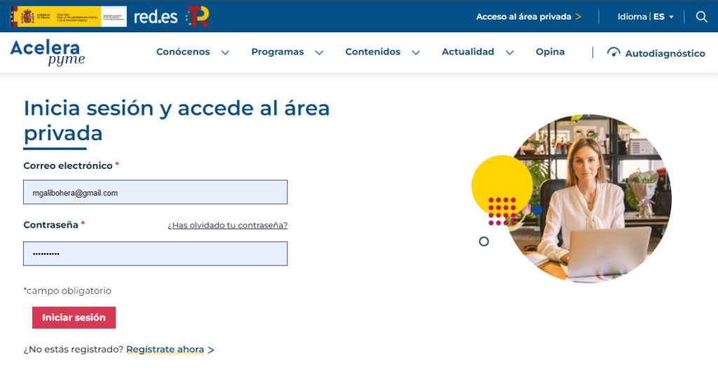 Regístrate en el área privada